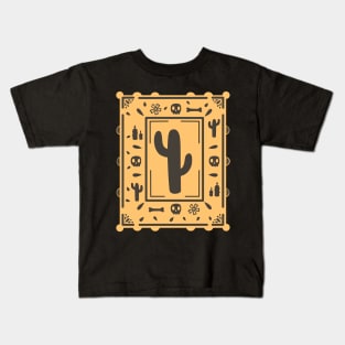 Dia De Los Muertos -  orange - Papel Picado - Black Cactus - Black Skull Kids T-Shirt